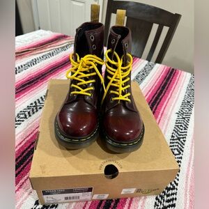 Dr Martens VEGAN cherry red 1460 lace up boots
